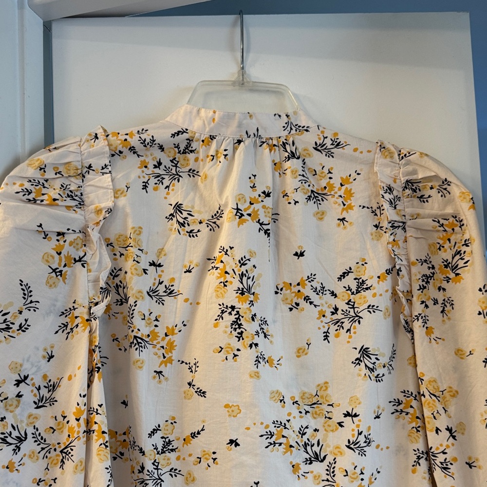 J Crew Floral Ruffle Sleeve Blouse - Picture 6 of 7